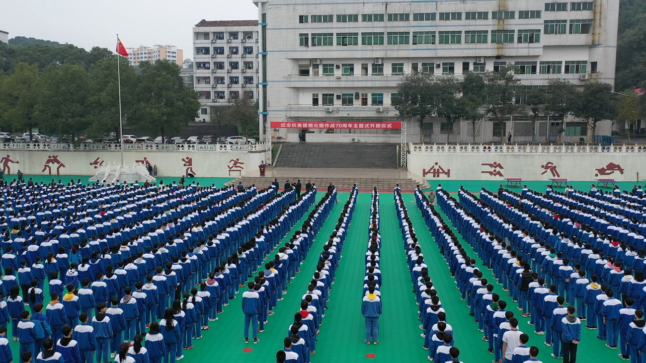 桃江一中举行抗美援朝出国作战70周年主题升旗仪式